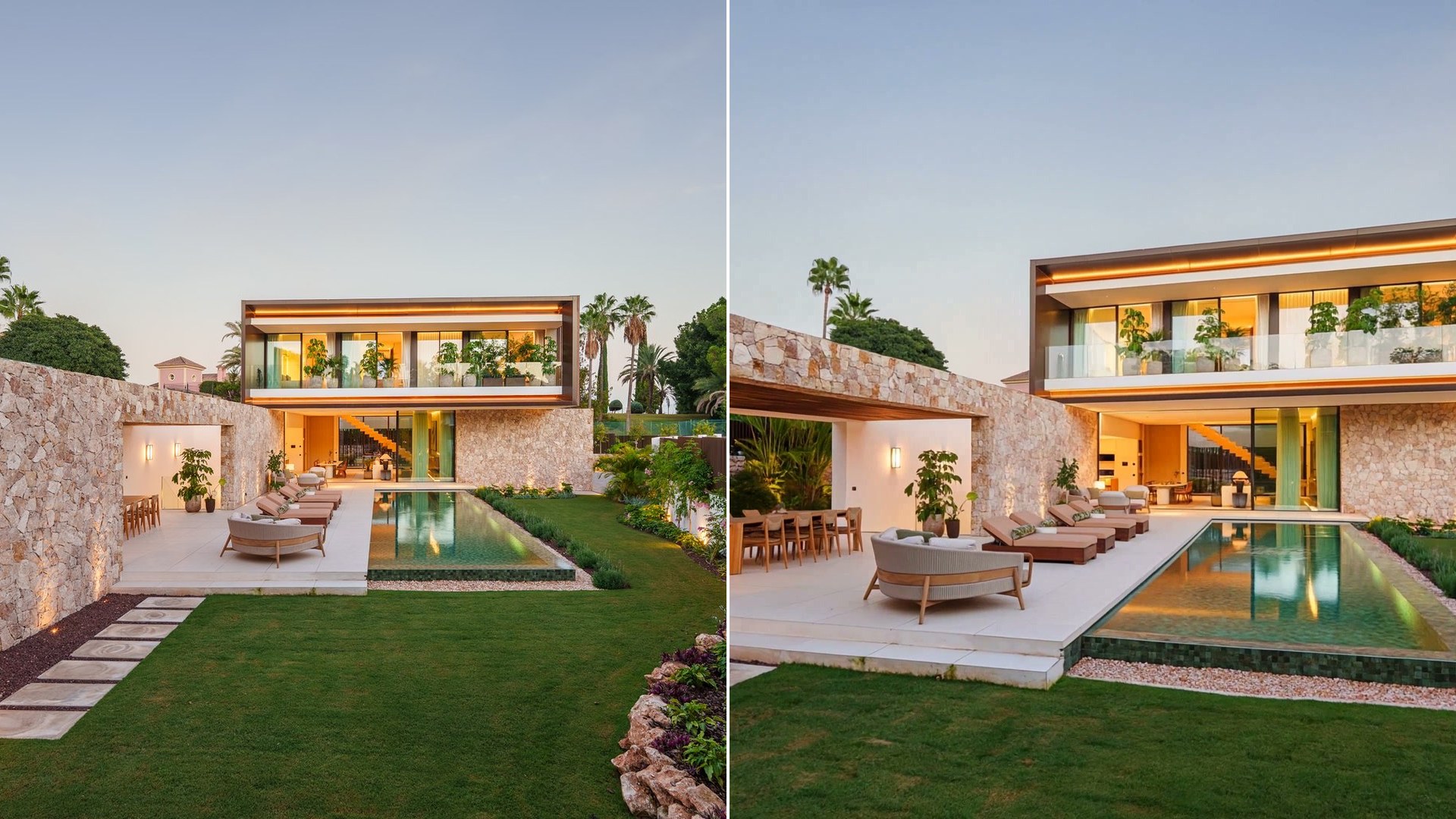 Left, the listing photo; right, the camera move made from it: Villa